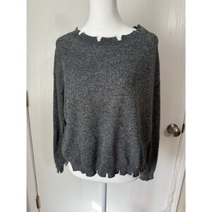 POL Anthropologie Black And Grey Distressed Sweater Women's Size Medium